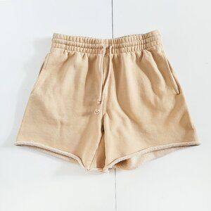 Aritzia TNA CozyAF Fleece Beige Tan High Waist Shorts - Size S
